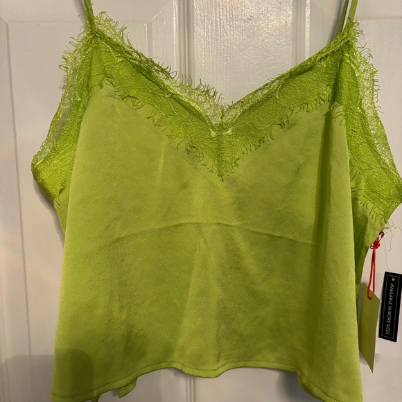 NWT Nordstrom Open Edit lace trimmed cami in Green Punch - Picture 3 of 4